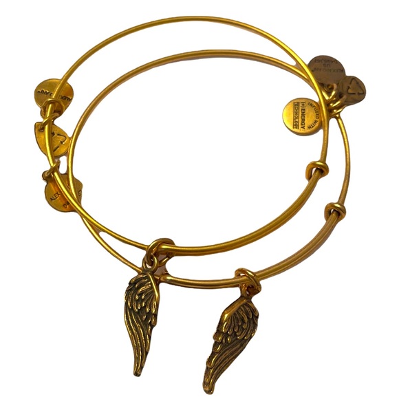 ALEX AND ANI set of Gold Wings Charm Bangles, WEAR FOR GROWTH + NEW BEGINNINGS - Picture 5 of 5